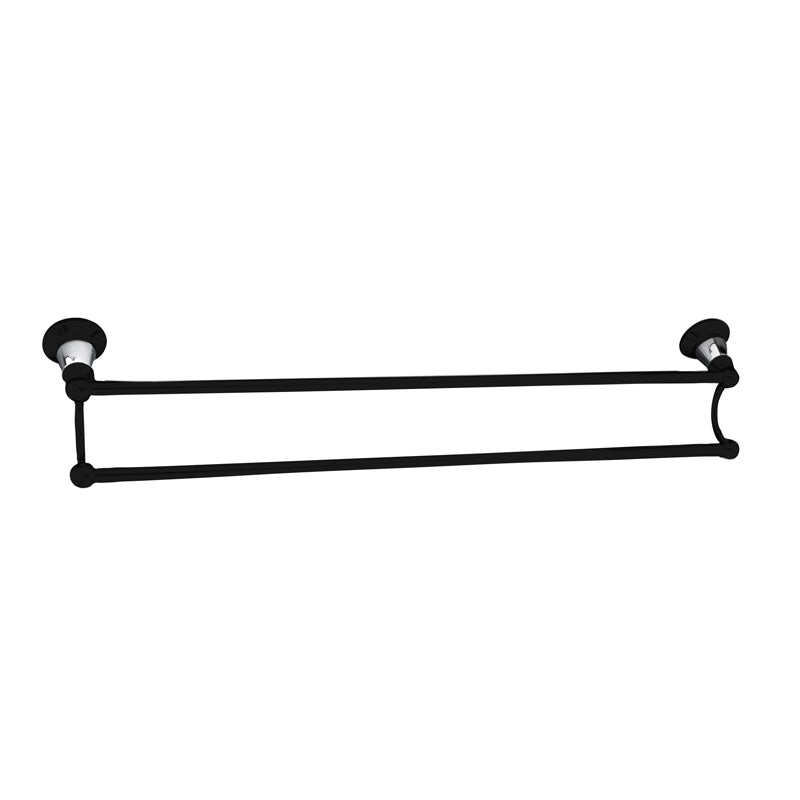 Noosa Double Towel Rail   - Matte Black and Chrome