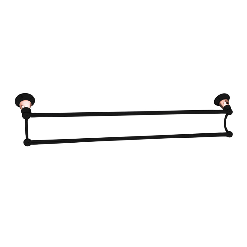 Noosa Double Towel Rail   - Matte Black and Rose Gold