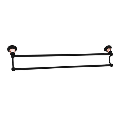 Noosa Double Towel Rail   - Matte Black and Rose Gold
