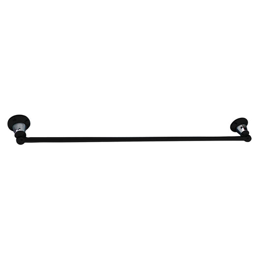 Noosa Single Towel Rail   - Matte Black and Chrome