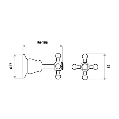 NOOSA Wall Top Assembly pair  - Chrome