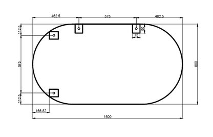 1500mm Framed Non-LED - Gold - 1500 x 800 x 45