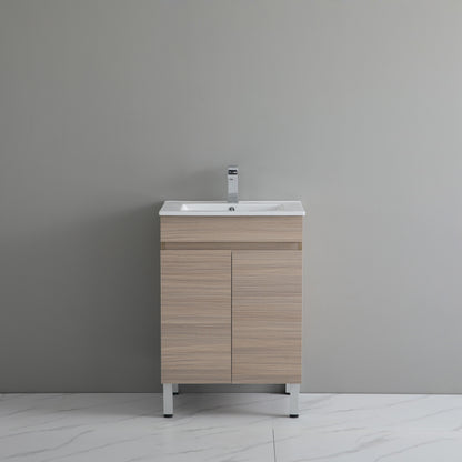 600mm Oak Floor Vanity PVC - Cabinet Only - Oak