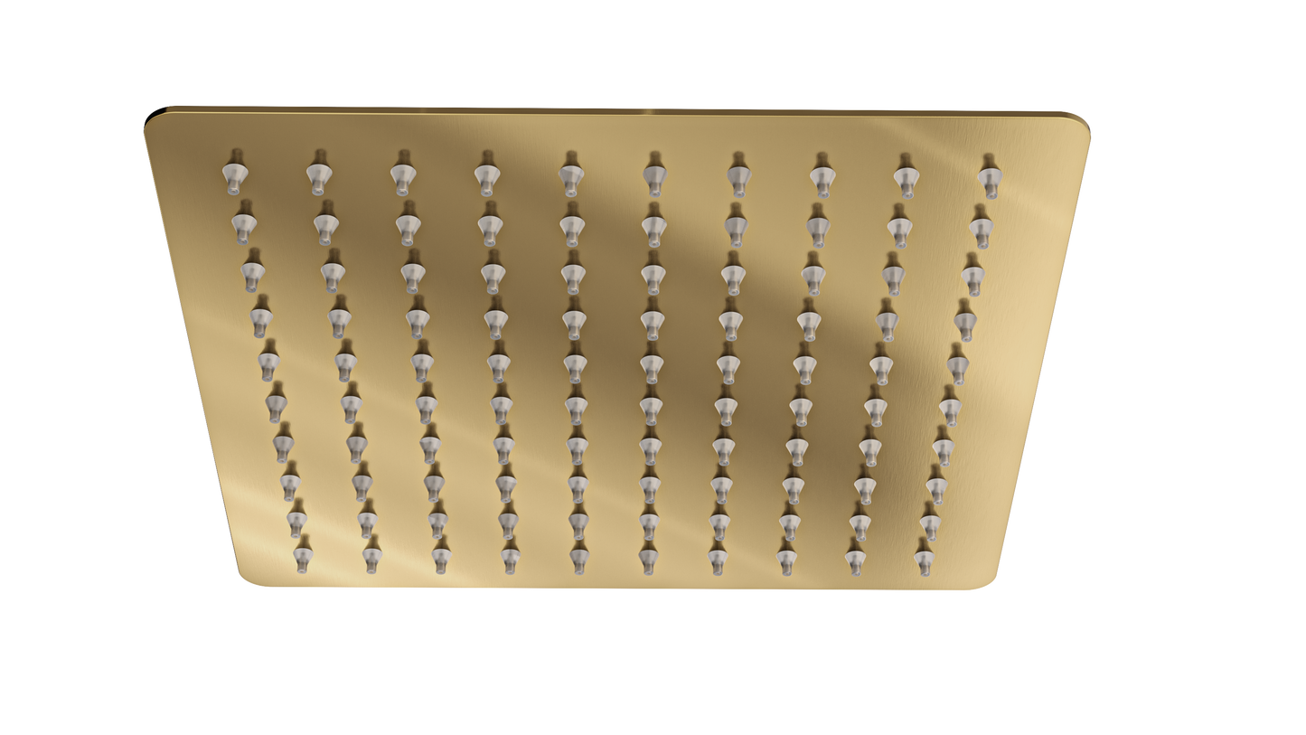Ocean 200mm Square Shower Head - Brushed Brass