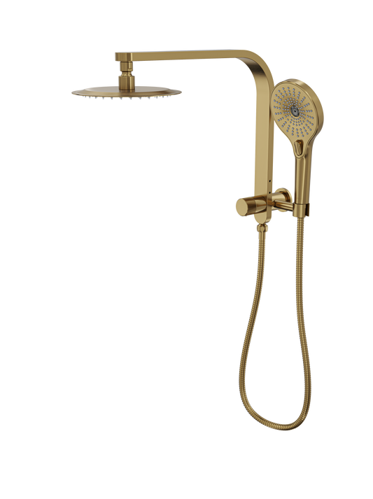 Oceanjet Short Shower Combination with 200mm Round Head - Brushed Brass