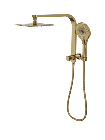 Oceanjet Short Shower Combination with 200mm Square Head - Brushed Brass