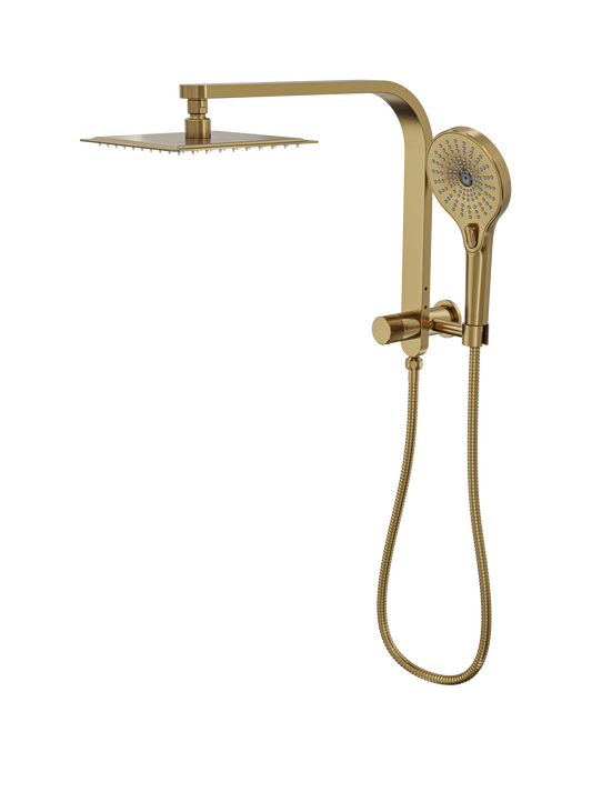 Oceanjet Short Shower Combination with 200mm Square Head - Brushed Brass