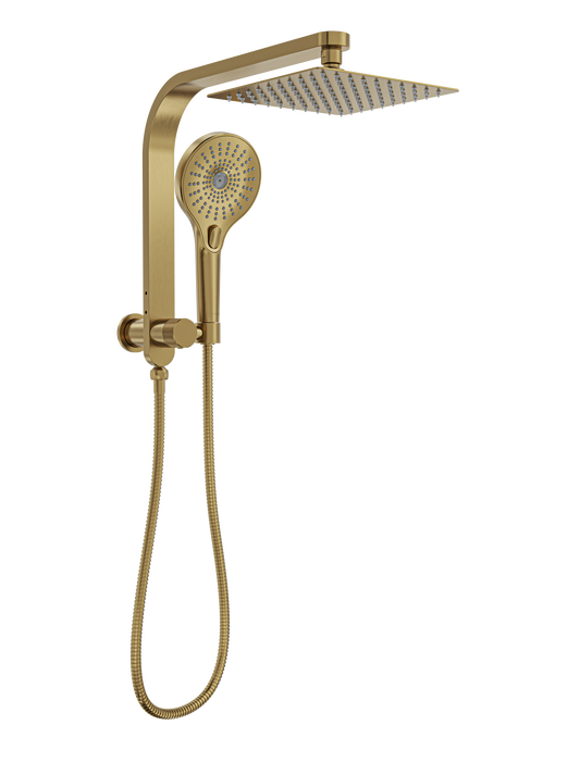 Oceanjet Short Shower Combination with 200mm Square Head - Brushed Brass