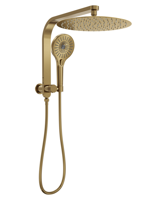 Oceanjet Short Shower Combination with 300mm Round Head - Brushed Brass