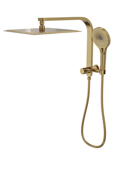 Oceanjet Short Shower Combination with 300mm Square Head - Brushed Brass