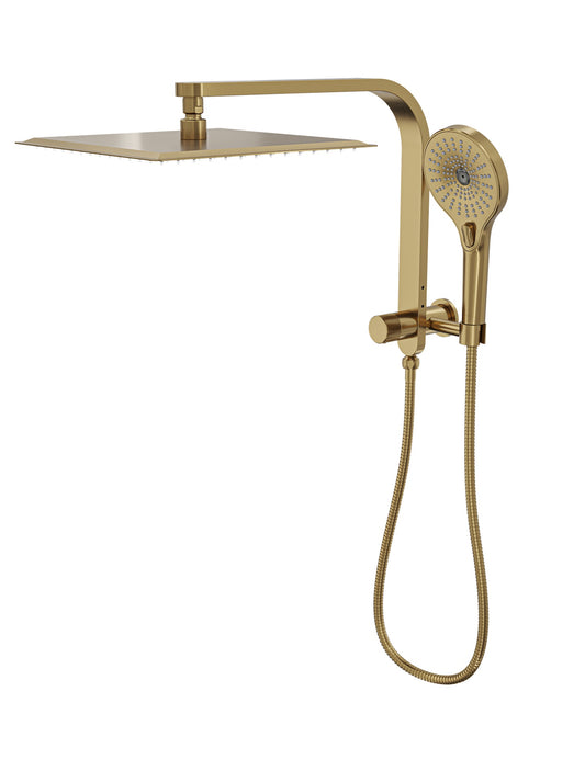 Oceanjet Short Shower Combination with 300mm Square Head - Brushed Brass
