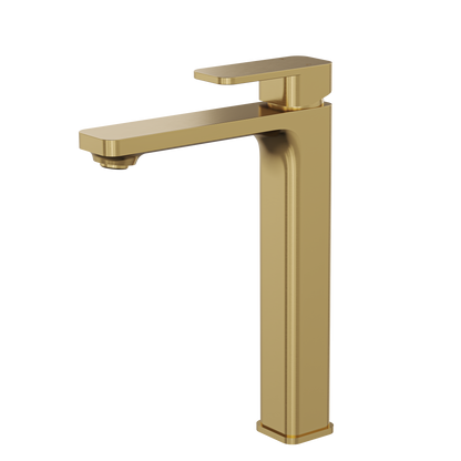 Zia Tall Basin Mixer - Brushed Brass