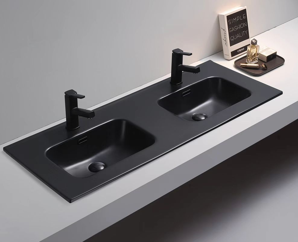 1200mm Olivia Ceramic Top Double Bowl - Matte Black