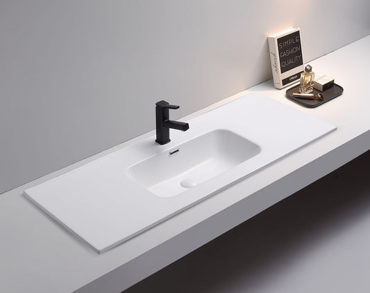 1200mm Olivia Ceramic Top Single Bowl - Matte White