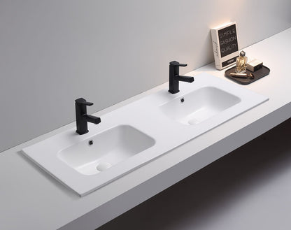 1200mm Olivia Ceramic Top Double Bowl - Matte White