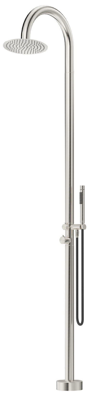 Mica Gooseneck Freestanding Outdoor Shower - Brushed Nickel