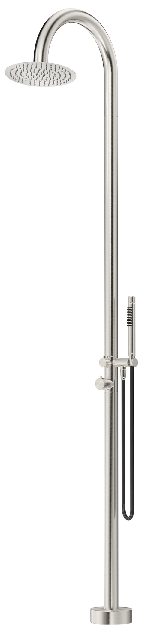 Mica Gooseneck Freestanding Outdoor Shower - Brushed Nickel