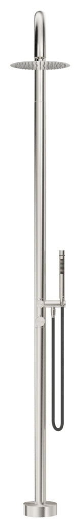 Mica Gooseneck Freestanding Outdoor Shower - Brushed Nickel