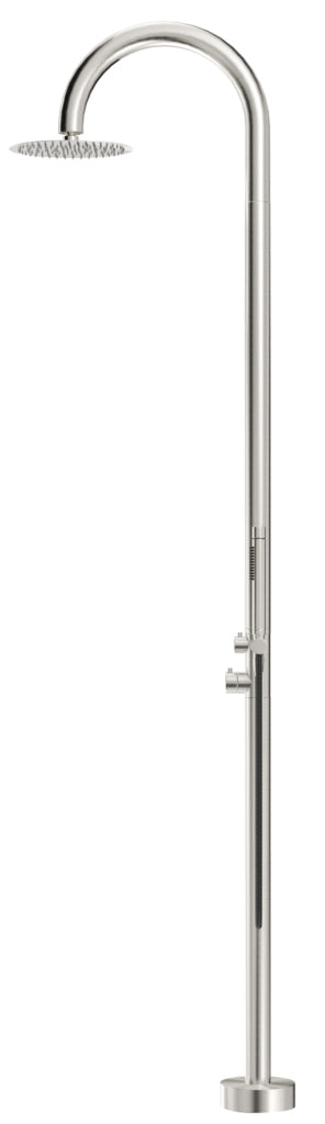 Mica Gooseneck Freestanding Outdoor Shower - Brushed Nickel