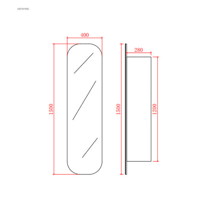 400mmx1500mm Olivia Tall Boy Shaving Cabinet - Matte White