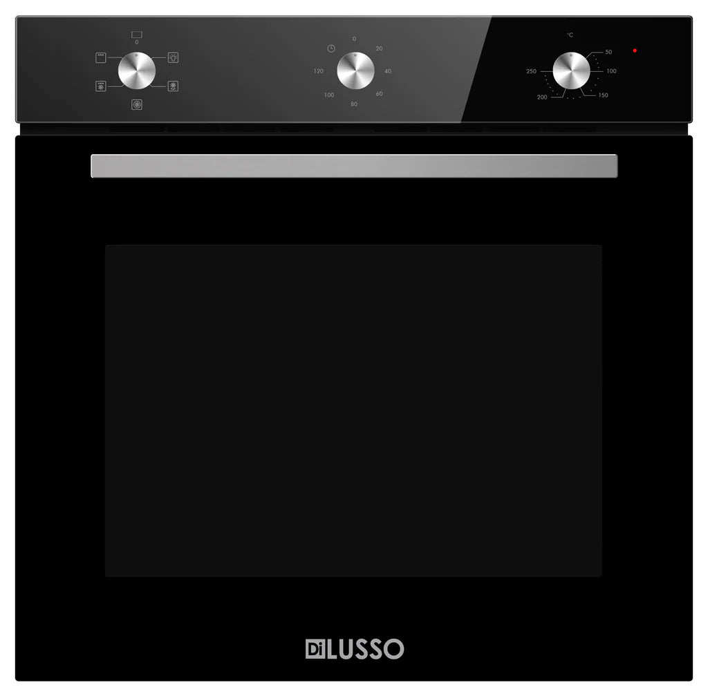 600mm Black Glass Electric 82L Oven - 5 Functions, Triple glazed, Mechanical timer