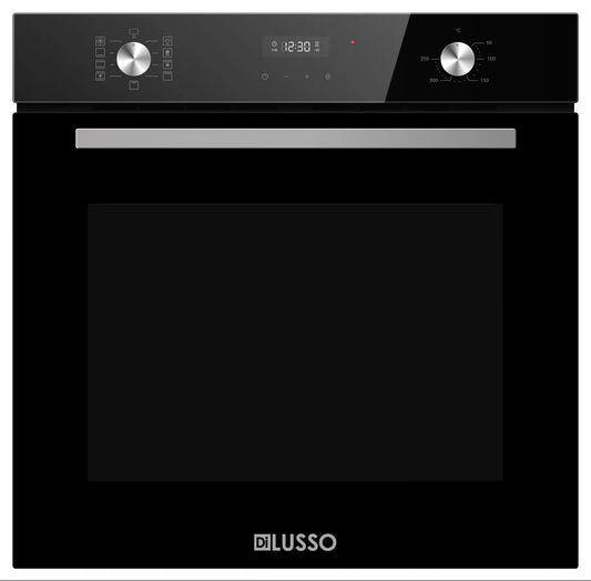 600mm Black Glass Electric 82L Oven - 9 Functions, Triple glazed, 2 x telescopic rails