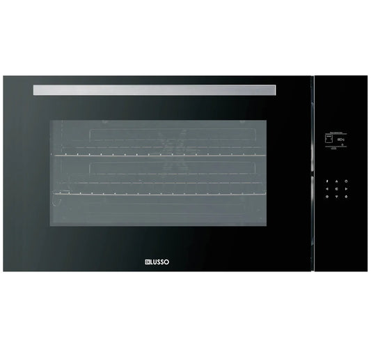 900mm Full Black Glass 100L Oven - 12 Functions, Rotisserie, Triple glazed, Telescopic Rail, Touch Control