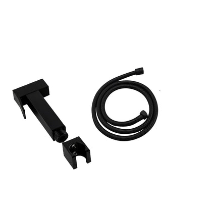 Square Black BrassToilet Bidet Spray Kit with Stainless Steel Hose