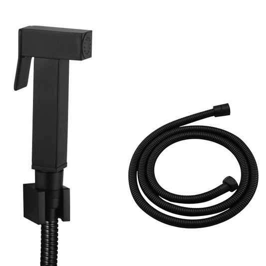 Square Black BrassToilet Bidet Spray Kit with Stainless Steel Hose