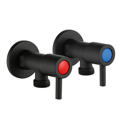 Round Black Toilet Stop Tap(One Pair)