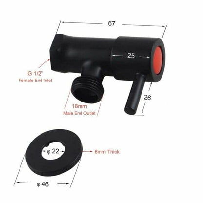 Round Black Brass 1/4 Turn Washing Machine Stop Tap Wall Mounted (one pair)