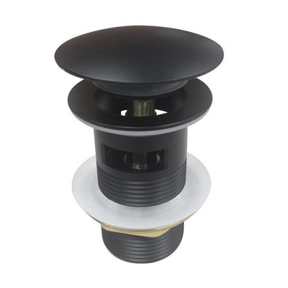 32/40mm Mushroom Black Brass Basin Pop Up Waste with Overflow