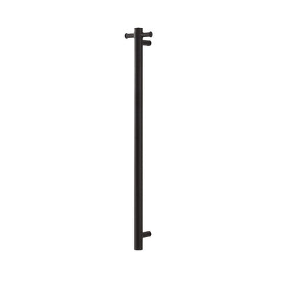 Round Vertical Matte Black Electric Heated Towel Rack Single Bar
