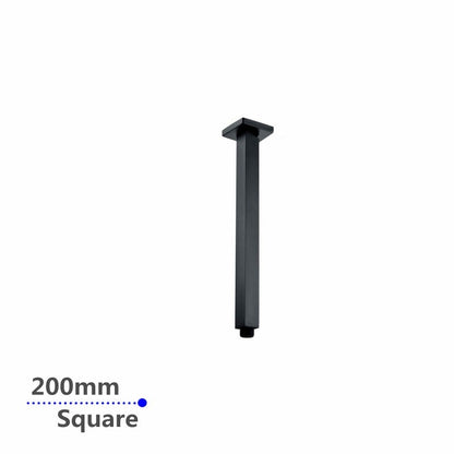 Square Black Ceiling Shower Arm 200mm