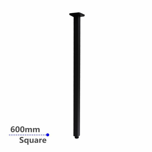 Square Black Ceiling Shower Arm 600mm