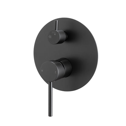 LUCID PIN Series Round Black Wall Mixer Diverter(color up)