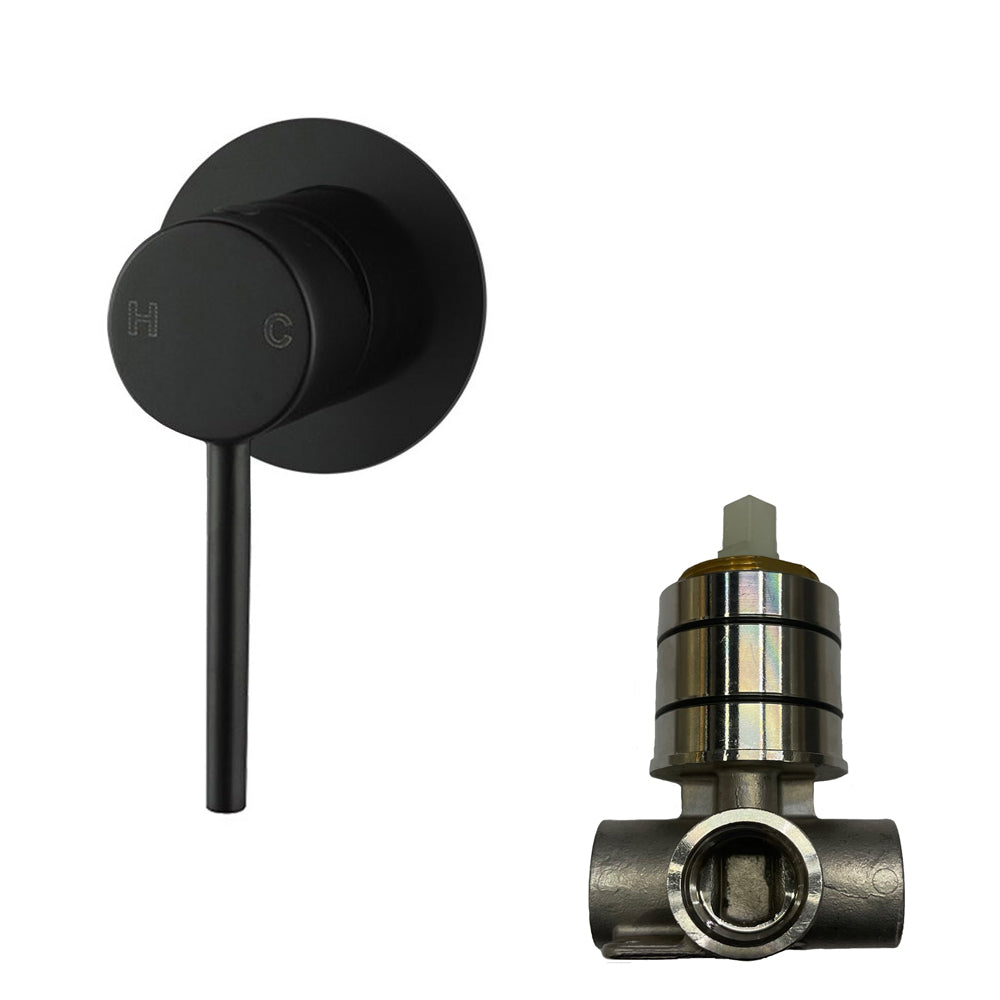 LUCID PIN Series Round Black Wall Mixer(color up)