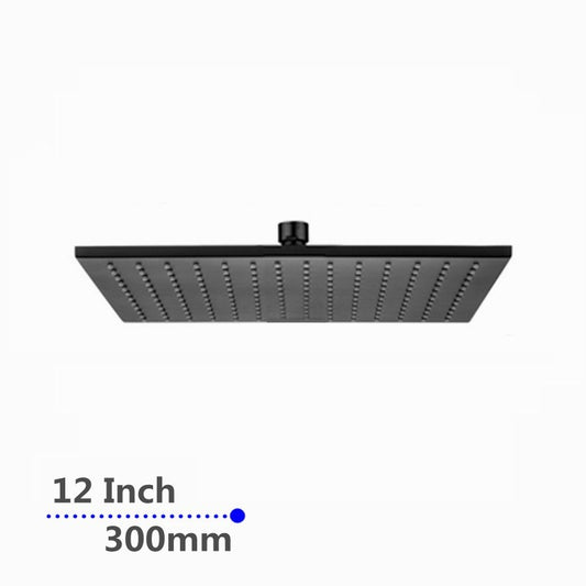 Square Black Brass Shower Head 300mm