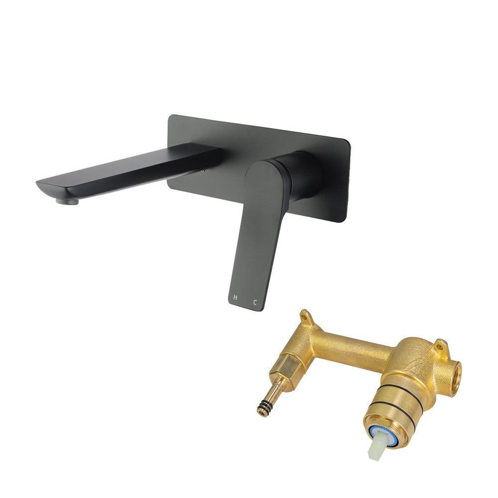 RUSHY Series Square Black Wall Mixer with Spout(color up)(extension part)
