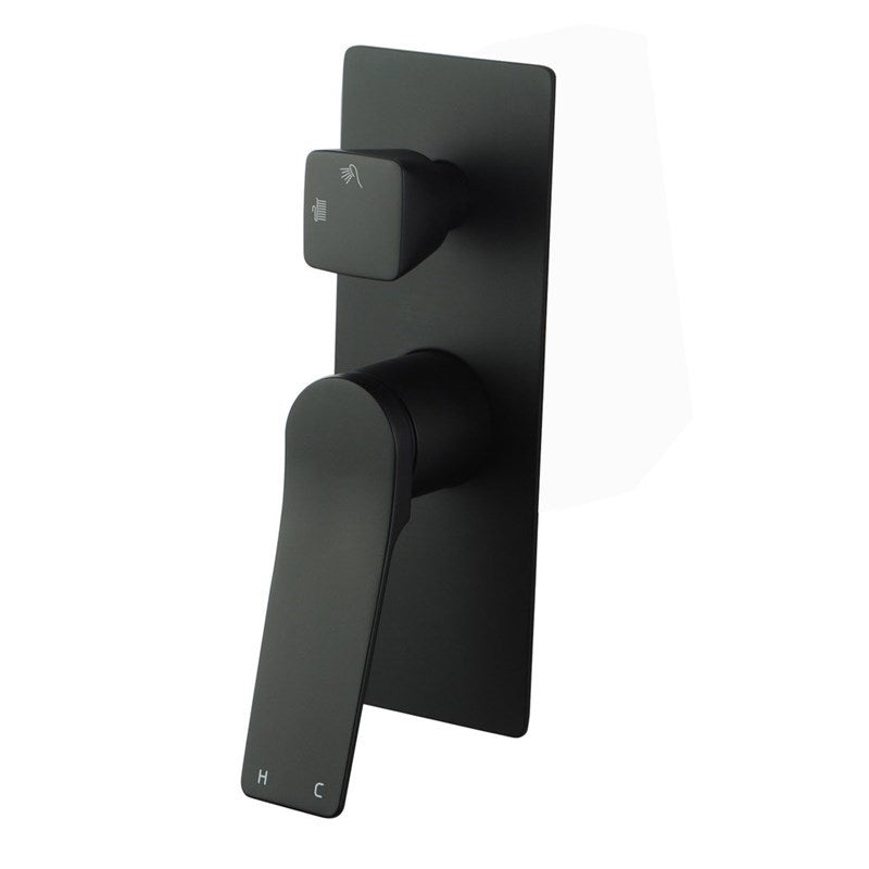 RUSHY Series Square Black Wall Mixer With Diverter(color up)