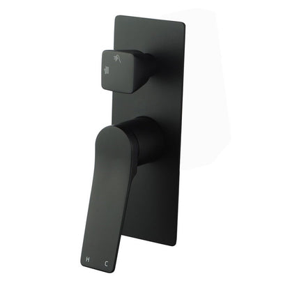 RUSHY Series Square Black Wall Mixer With Diverter(color up)