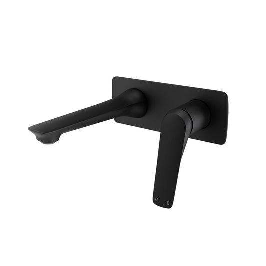 AU Series Square Black Wall Mixer With Spout