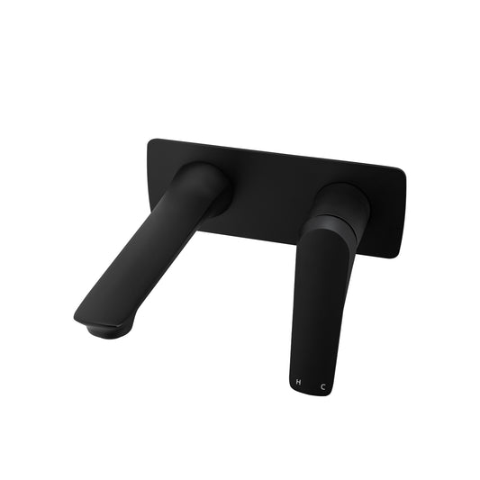 AU Series Square Black Wall Mixer With Spout