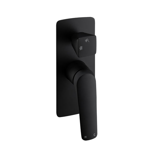AU Series Square Black Wall Mixer with Diverter