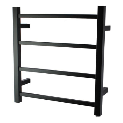 Square Black Electric Heated Towel Rack 4 Bars