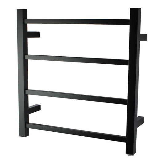 Square Black Electric Heated Towel Rack 4 Bars