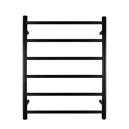 Round Black Electric Heated Towel Rack 6 Bars