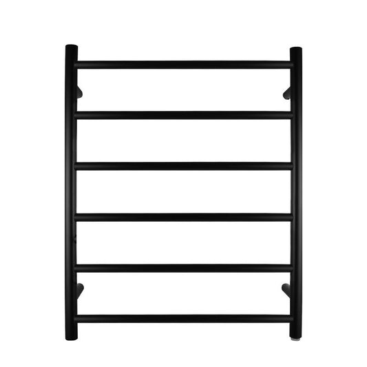Round Black Electric Heated Towel Rack 6 Bars