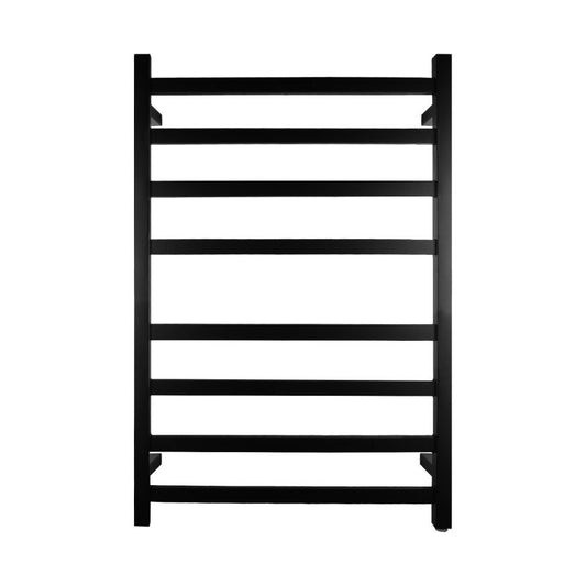 Square Black Electric Heated Towel Rack 8 Bars