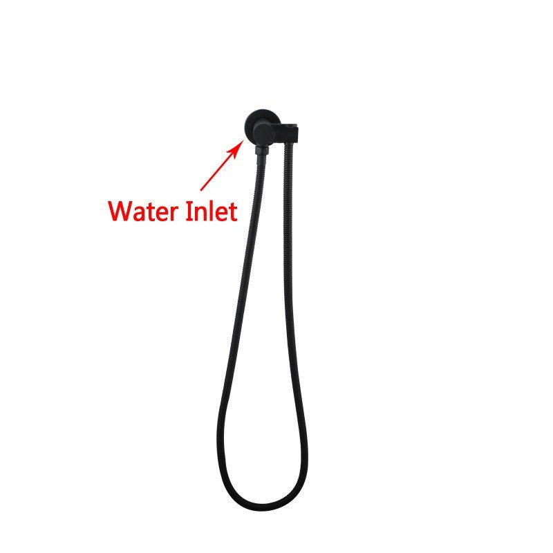 Round Black Shower Rail without Handheld Shower(Stainless Steel Hose)